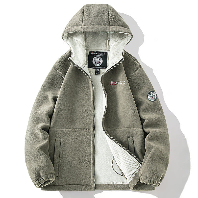 Damen Kapuzen-Fleecejacke mit wärmendem Teddyfutter und Reißverschluss Nord Taschen