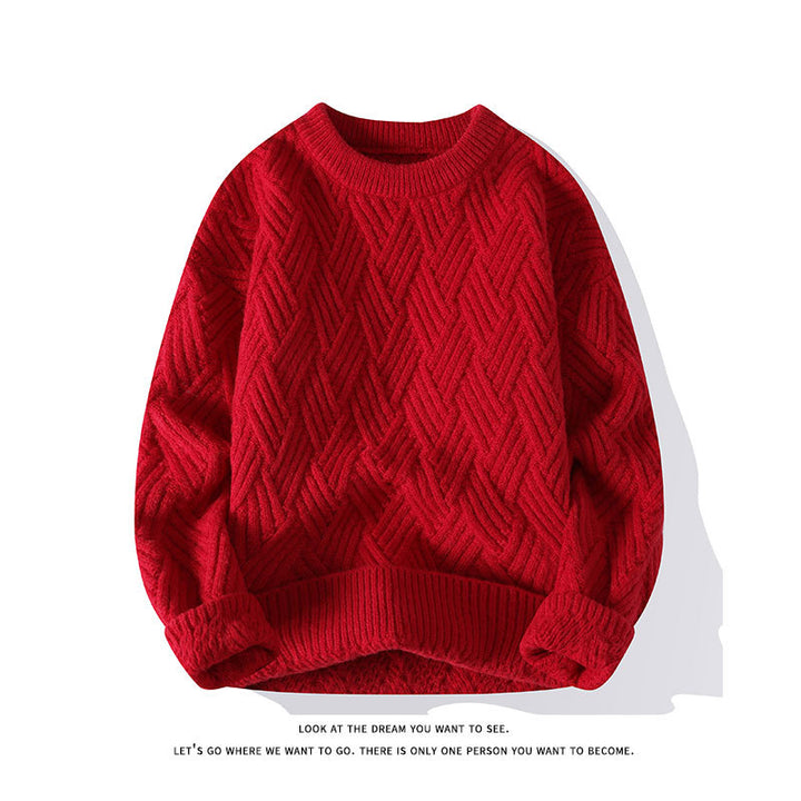 Damen grobgestrickter Oversize-Pullover mit Zopfmuster und elastischem Rippbund Nord Taschen