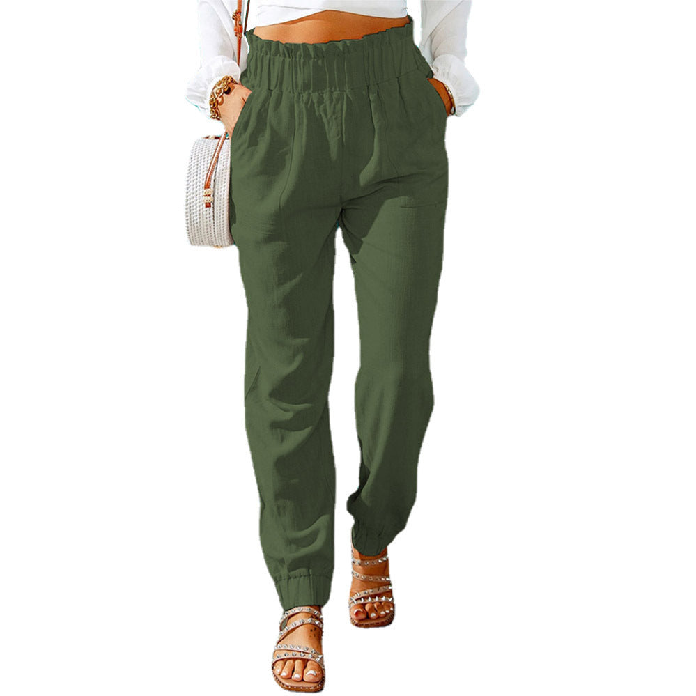 Damen Luftige Baumwollhose mit elastischem Bund und praktischen Taschen