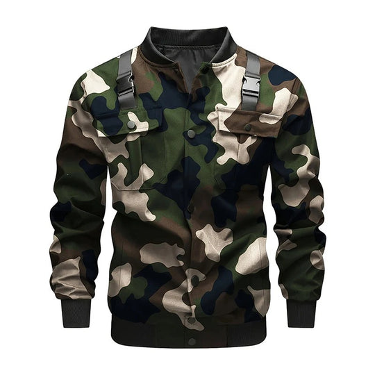 Herren Bomberjacke im Utility‑Stil mit Schulterträgern, Druckknopfleiste & Pattentaschen Nord Taschen