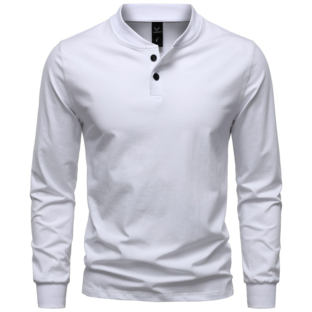 Herren Langarm-Henleyshirt mit Stehkragen und zweifacher Knopfleiste, Slim Fit, Baumwoll-Mix Nord Taschen