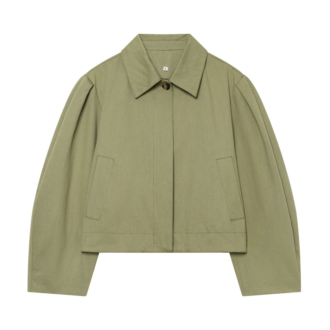 Damen Gekürzte Boxy-Utility-Jacke mit Kellerfalten und Pattentaschen Nord Taschen