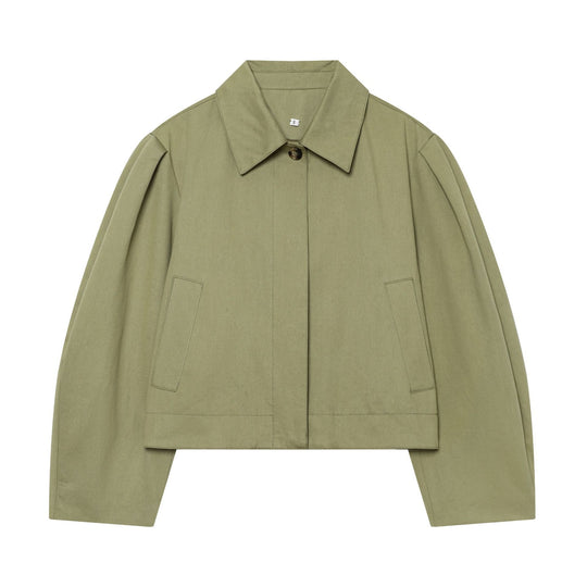 Damen Gekürzte Boxy-Utility-Jacke mit Kellerfalten und Pattentaschen Nord Taschen