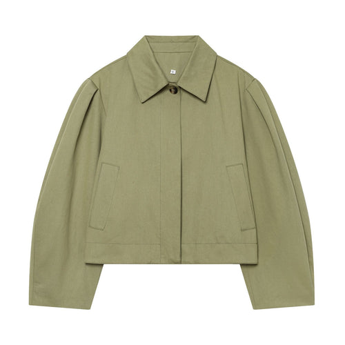 Damen Gekürzte Boxy-Utility-Jacke mit Kellerfalten und Pattentaschen Nord Taschen