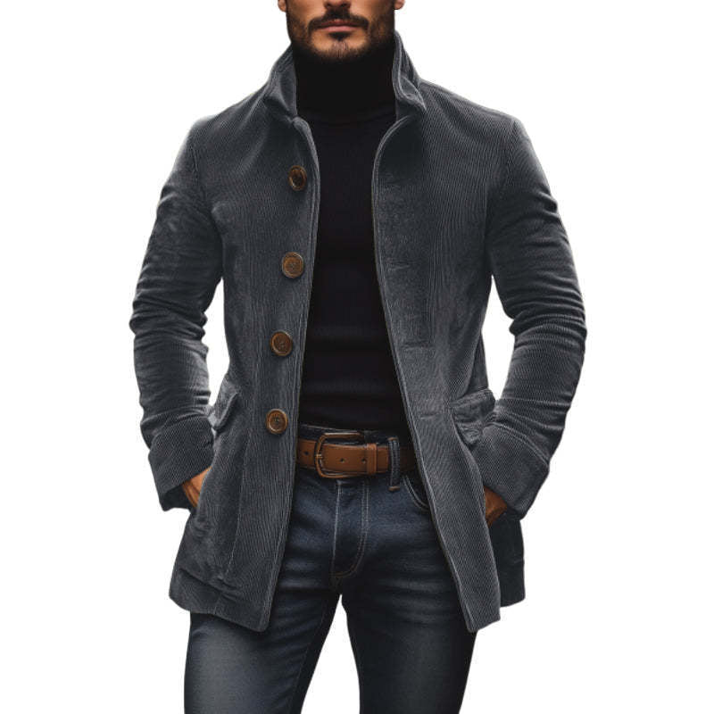Herren Kordmantel mit Stehkragen und taillierter Silhouette Nord Taschen