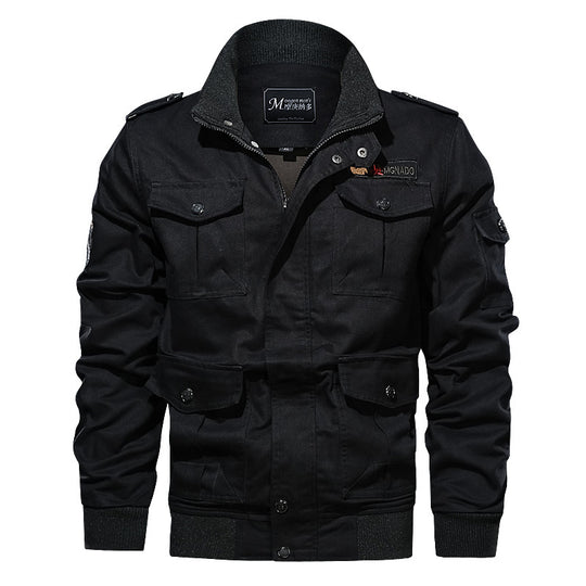 Herren Militärinspirierte Canvas‑Fieldjacke mit Epauletten, Mehrfach‑Taschen und geripptem Bund Nord Taschen