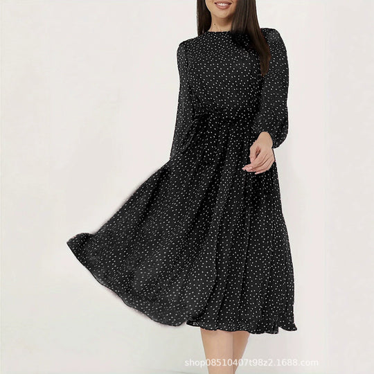 Damen Elegantes Midi-Kleid mit Punkten Nord Taschen