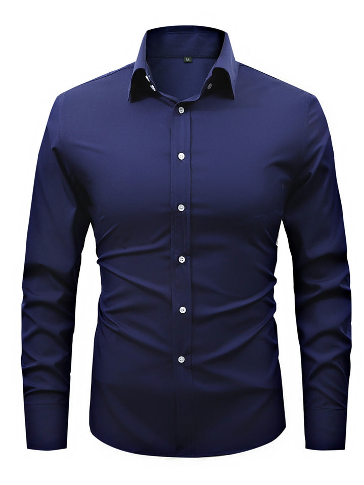 Men's  slim fit long sleeve stretch cotton dress shirt with spread collar Nord Taschen