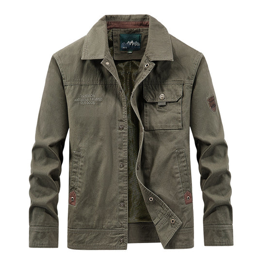 Herren  leichte Canvas-Fieldjacke mit Brustklappe, atmungsaktivem Mesh-Innenfutter und mehreren Eingrifftaschen Arvani