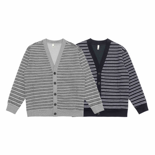 Herren Gestreifte Knopfcardigan mit V‑Ausschnitt, Eingrifftaschen und Rippenbündchen Nord Taschen