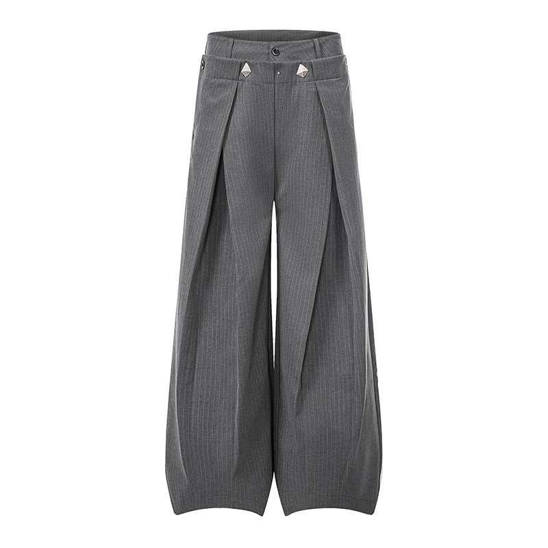 Damen Weite High-Waist Culotte-Hose mit markanter Faltenlegung und Zierknopf-Details Nord Taschen