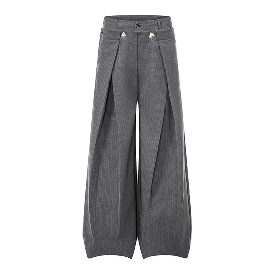 Damen Weite High-Waist Culotte-Hose mit markanter Faltenlegung und Zierknopf-Details Nord Taschen