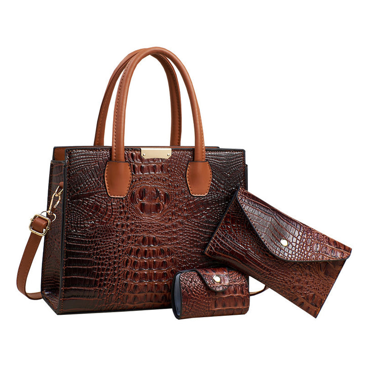 Damen elegante Handtasche im luxuriösen Kroko-Stil mit abnehmbarer Clutch Nord Taschen