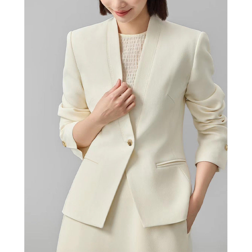 Damen Figurbetonter Ein-Knopf-Blazer mit minimalistischer V-Front und Einschubtaschen Nord Taschen