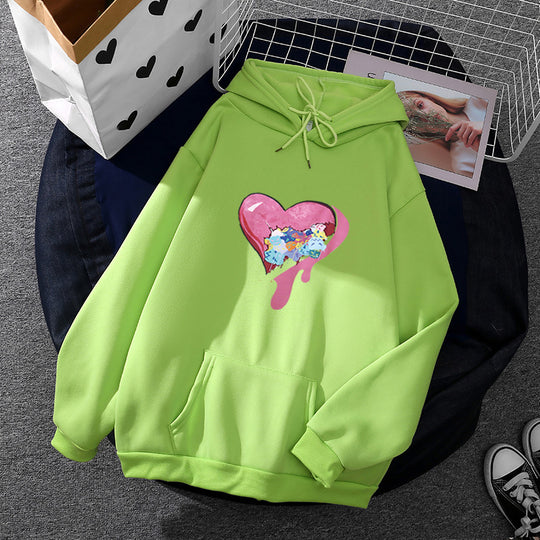 Damen nan Kapuzenpullover mit künstlerischem Aquarell‑Federmotiv, Oversize‑Schnitt und Kängurutasche Nord Taschen