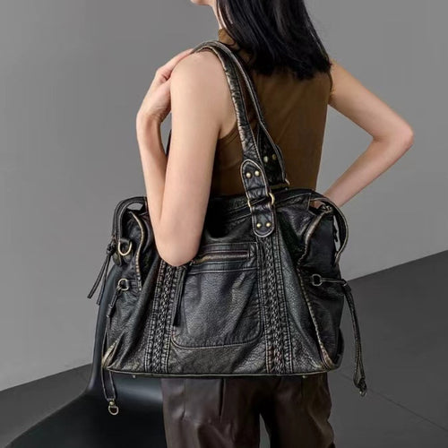 Damen Handtasche mit strukturierter Kunstlederoberfläche und praktischem Reißverschluss Nord Taschen