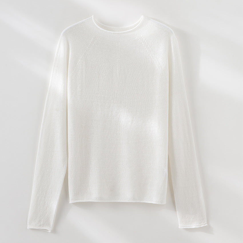 Damen Feiner leichtgewichtiger Rundhals-Feinstrickpullover mit Raglanärmeln Nord Taschen