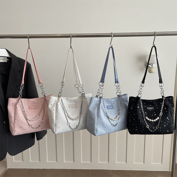 Damen bequeme Schultertasche mit dekorativem Kettendetail Nord Taschen