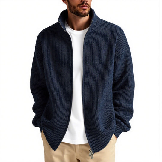 Herren Strickjacke mit hohem Kragen und praktischem Reißverschluss Avellé