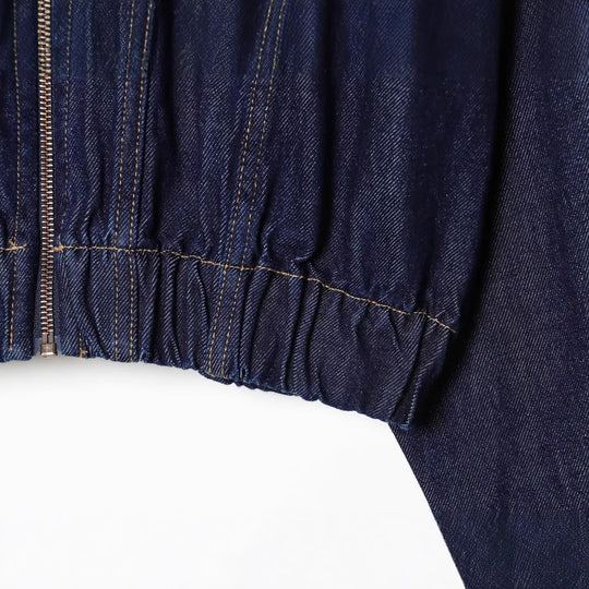 Damen Kurze Jeansjacke mit Reißverschluss, taillierter Kordelraffung und Western‑Details Nord Taschen
