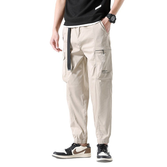 Herren Leichte Utility-Cargohose im Joggerstil mit integriertem Gürtelband und Reißverschlusstaschen Nord Taschen