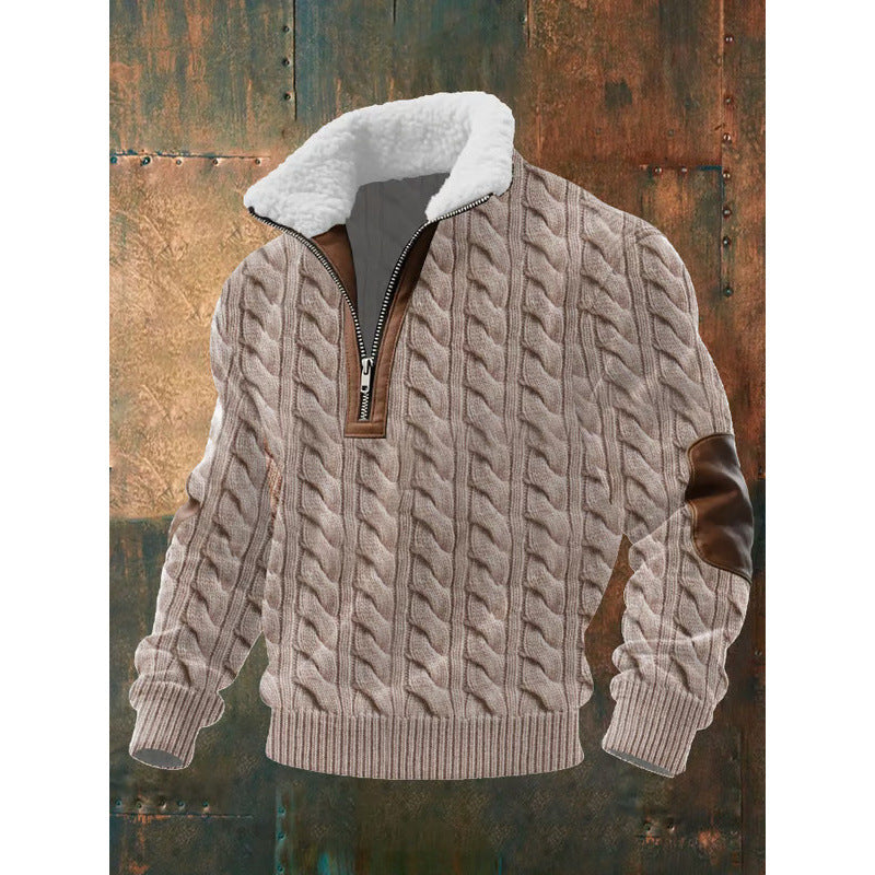 Herren Urbaner Fleece Pullover mit Baum-Motiv Nord Taschen