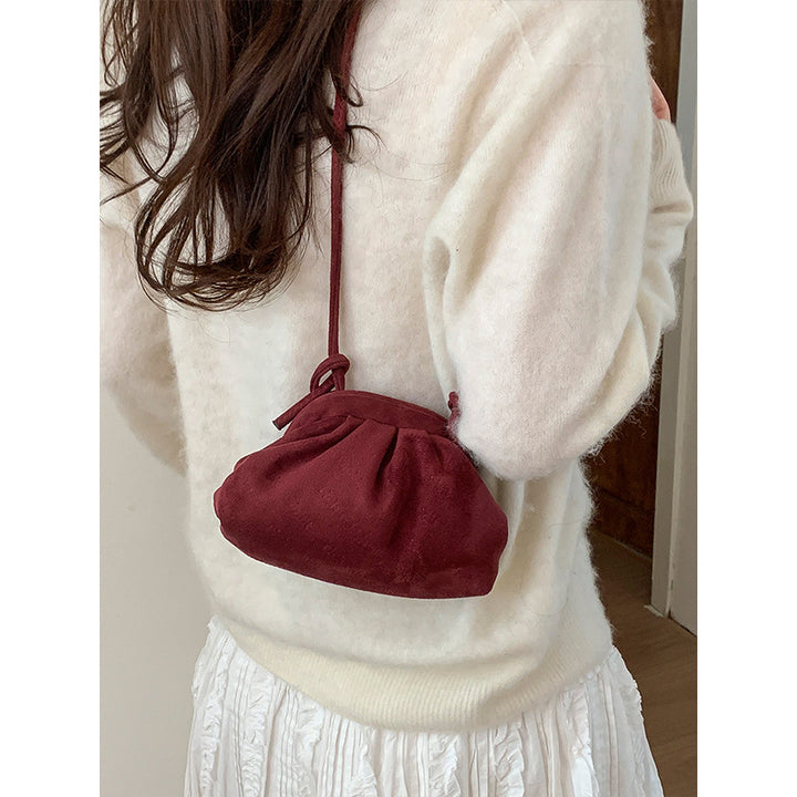 Damen Tasche mit geschmeidiger Veloursoberfläche und modischem Kordelzug Nord Taschen