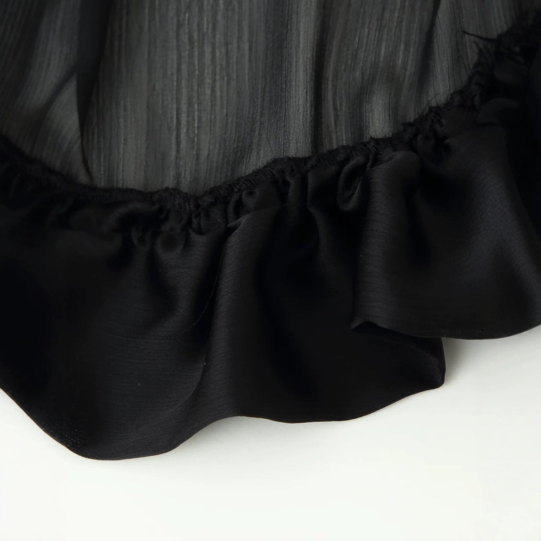 Damen Maxirock mit hohem Bund, mehrlagigem Volantbund und plissiertem Transparenteinsatz Nord Taschen