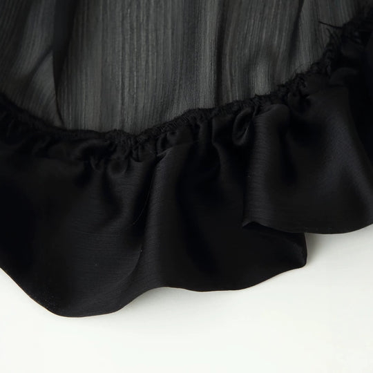 Damen Maxirock mit hohem Bund, mehrlagigem Volantbund und plissiertem Transparenteinsatz Nord Taschen