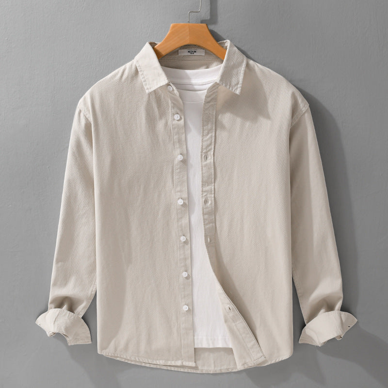 Herren Texturiertes Baumwoll-Hemdjacken-Overshirt im Relaxed-Fit mit Kentkragen Nord Taschen