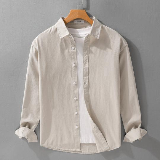 Herren Texturiertes Baumwoll-Hemdjacken-Overshirt im Relaxed-Fit mit Kentkragen Nord Taschen