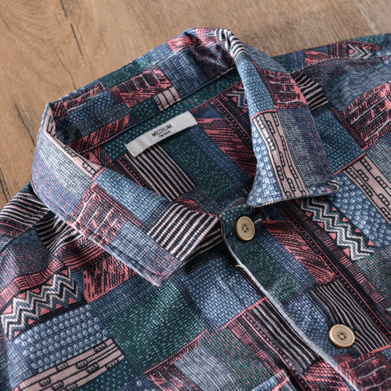 Herren Overshirt im Patchwork-Look mit aufgesetzten Brusttaschen Nord Taschen