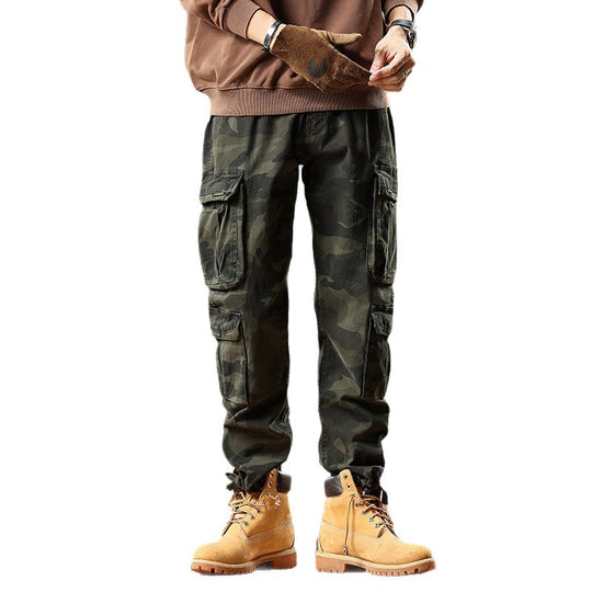 Herren Cargohose mit Gummibündchen und Camouflage-Utility-Design Nord Taschen