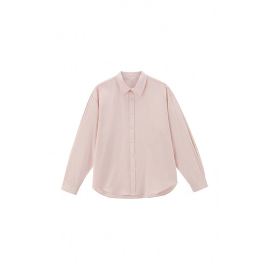 Damen Lockeres Oversize-Blusenhemd mit Kentkragen, durchgehender Knopfleiste und abgerundetem Saum Nord Taschen