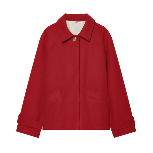 Damen Kurzmantel im Cape‑Style aus Wollmix mit Raglanärmeln und aufgesetzten Taschen Nord Taschen