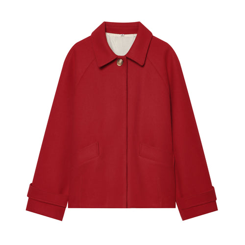 Damen Kurzmantel im Cape‑Style aus Wollmix mit Raglanärmeln und aufgesetzten Taschen Nord Taschen