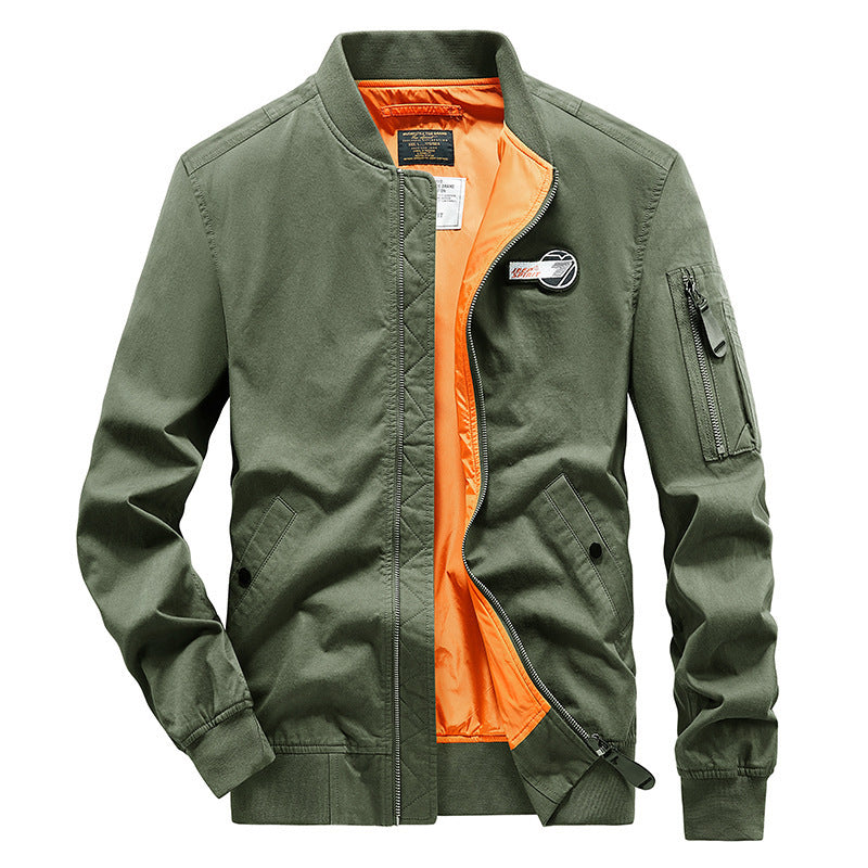 Herren Bomberjacke im Pilotenstil mit kontrastfarbigem Innenfutter, Ärmeltasche und geripptem Saum Nord Taschen