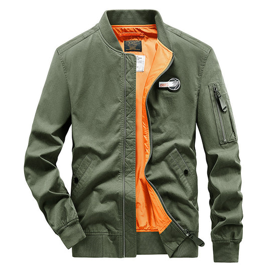 Herren Bomberjacke im Pilotenstil mit kontrastfarbigem Innenfutter, Ärmeltasche und geripptem Saum Nord Taschen