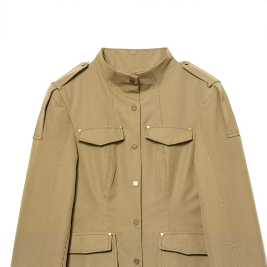 Damen Utility-Jacke mit Stehkragen, Pattentaschen und Schulterklappen Nord Taschen