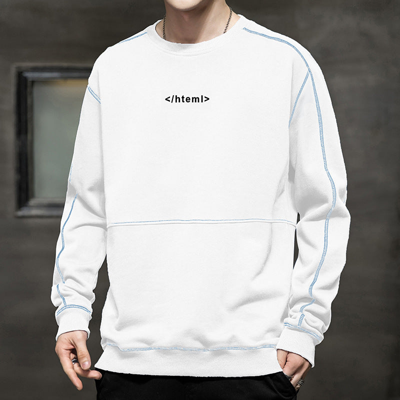 Herren lockeres Oversize‑Sweatshirt mit Kontrastnähten und Code‑Print Nord Taschen