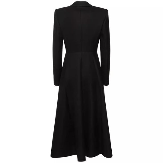 Damen langer taillierter Blazer‑Mantel mit Maxi‑Länge und strukturierten Schultern Nord Taschen