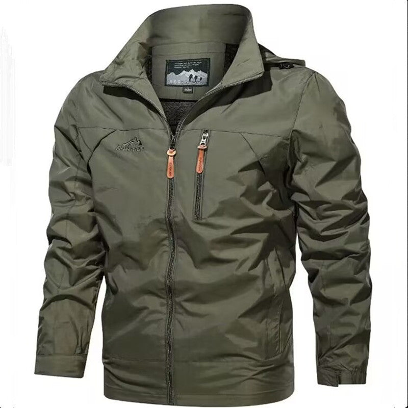 Herren Leichte wasserdichte Kapuzen-Outdoorjacke mit Brusttasche und verstellbaren Bündchen Nord Taschen