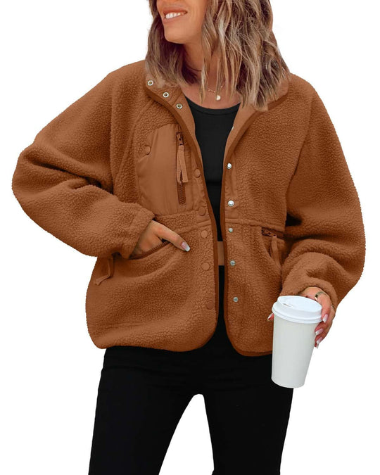 Damen kuschelige Fleecejacke mit praktischen Taschen Avellé