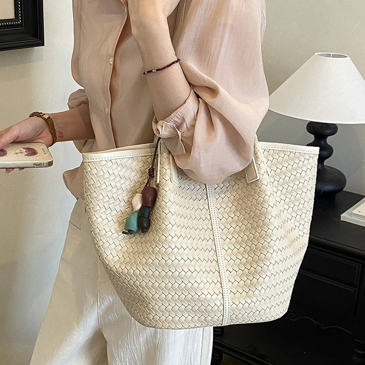 Damen hochwertige Geflecht Shopper-Tasche Nord Taschen