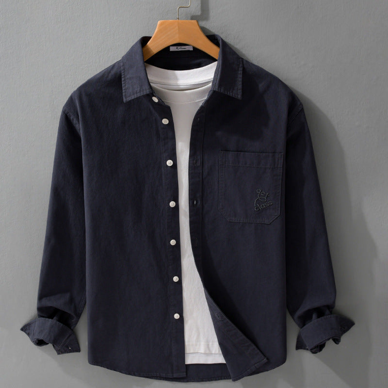 Herren Feines Cord-Überhemd im Overshirt-Stil mit Kentkragen und aufgesetzter Brusttasche Nord Taschen