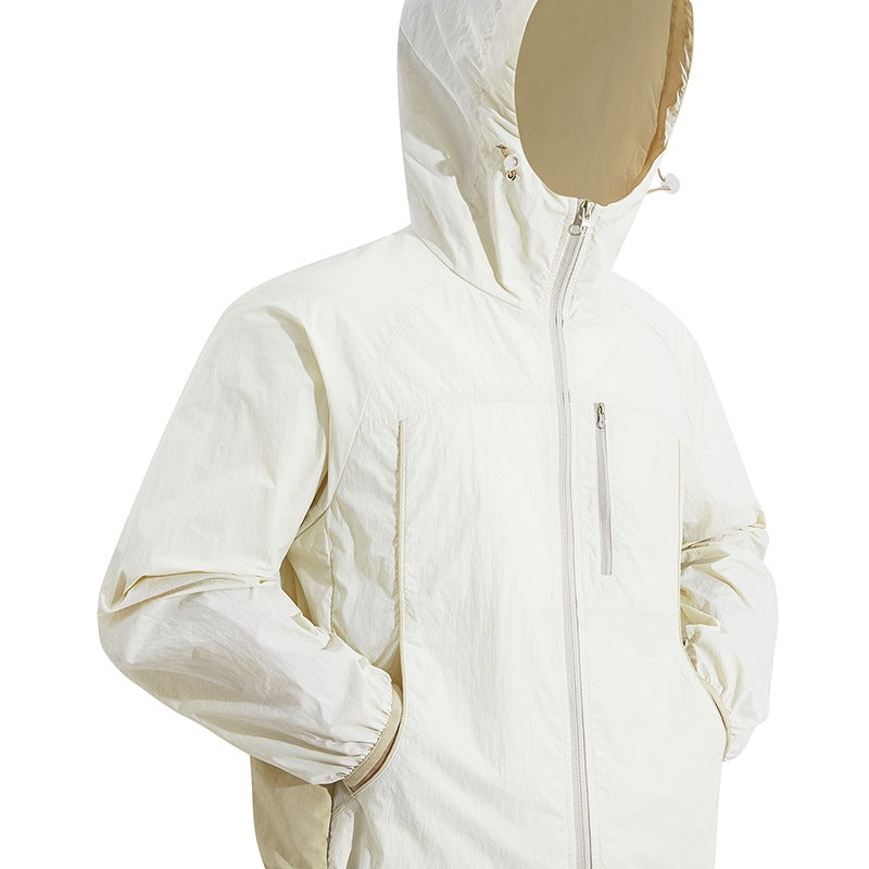 Herren Ultraleichte Kapuzenwindjacke aus Ripstop mit verstellbarem Saum & Brustreißverschluss Nord Taschen