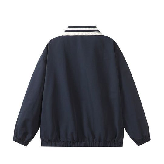 Herren Leichte Harrington‑Style Bomberjacke mit gestreiftem Rippkragen und Druckknopf‑Taschen Nord Taschen