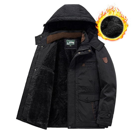 Herren wärmender gefütterter Kapuzenparka mit durchgehendem Teddyfleecefutter und Utility‑Taschen Nord Taschen