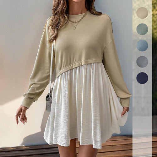 Damen Lässiges Sweatshirt‑Minikleid im Babydoll‑Lagenlook mit fließendem Rockteil Nord Taschen