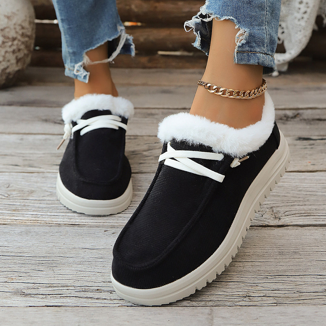 Damen Gefütterte Slip-On-Pantoletten mit Teddyfutter und profilierter Plateau-Sohle Nord Taschen